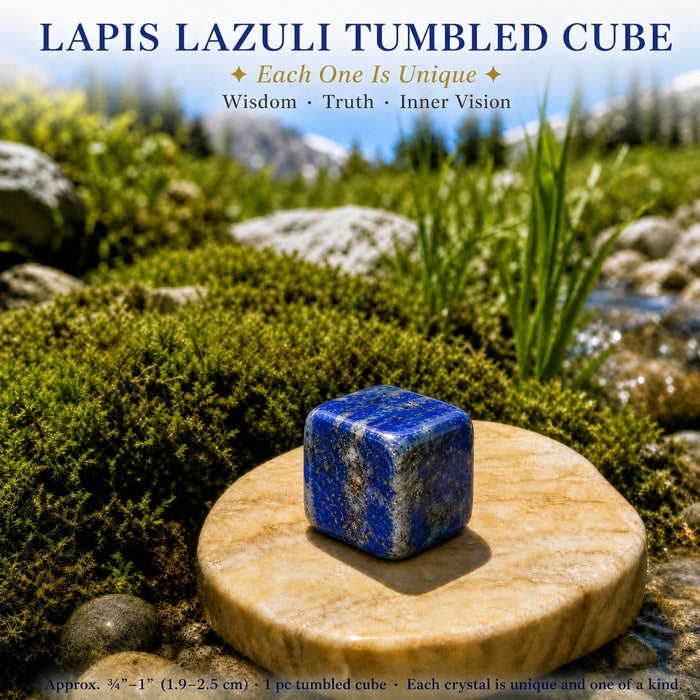 Deep blue lapis lazuli tumbled cube