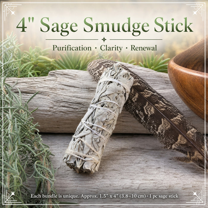 Bundled white sage smudge stick tied with string