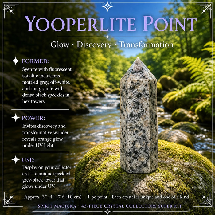 Speckled grey Yooperlite crystal point
