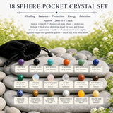 18 Mini Sphere Pocket Crystal Set + Velvet Pouch Set