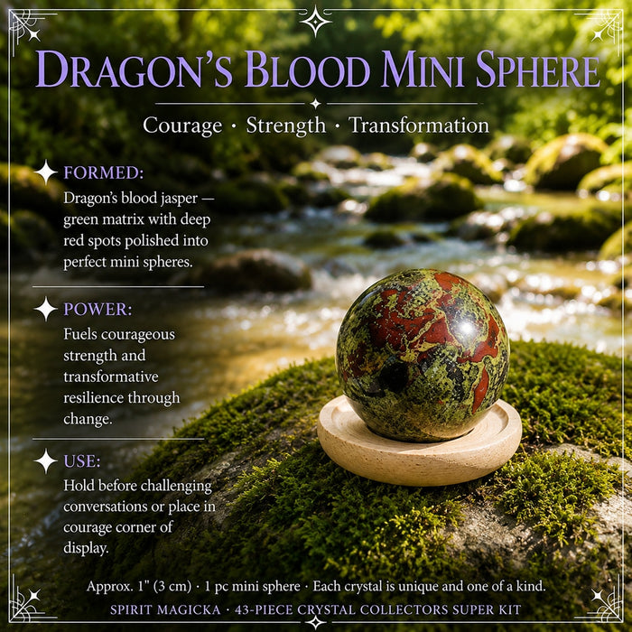 Dragon’s Blood mini sphere, green with red patches