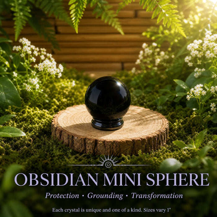 Glossy black obsidian mini sphere