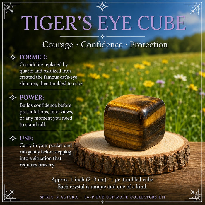 Tiger's eye tumbled cube