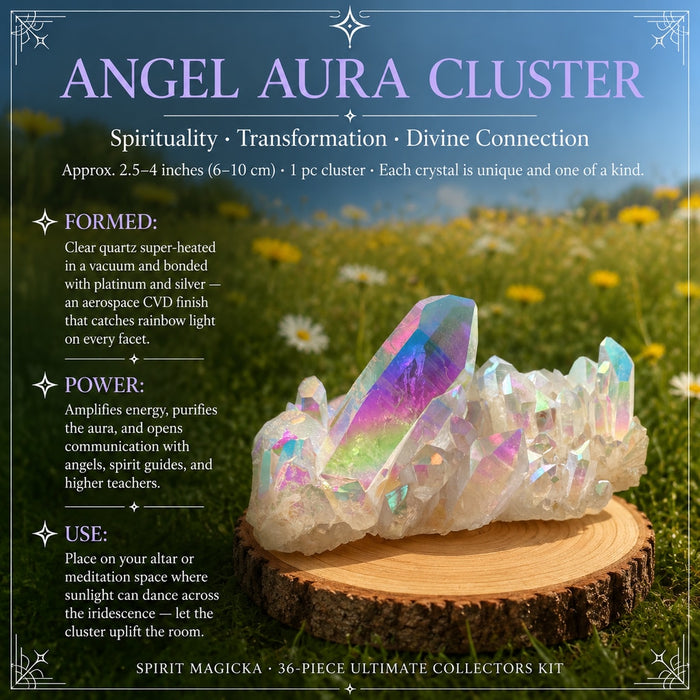 Rainbow angel aura quartz cluster