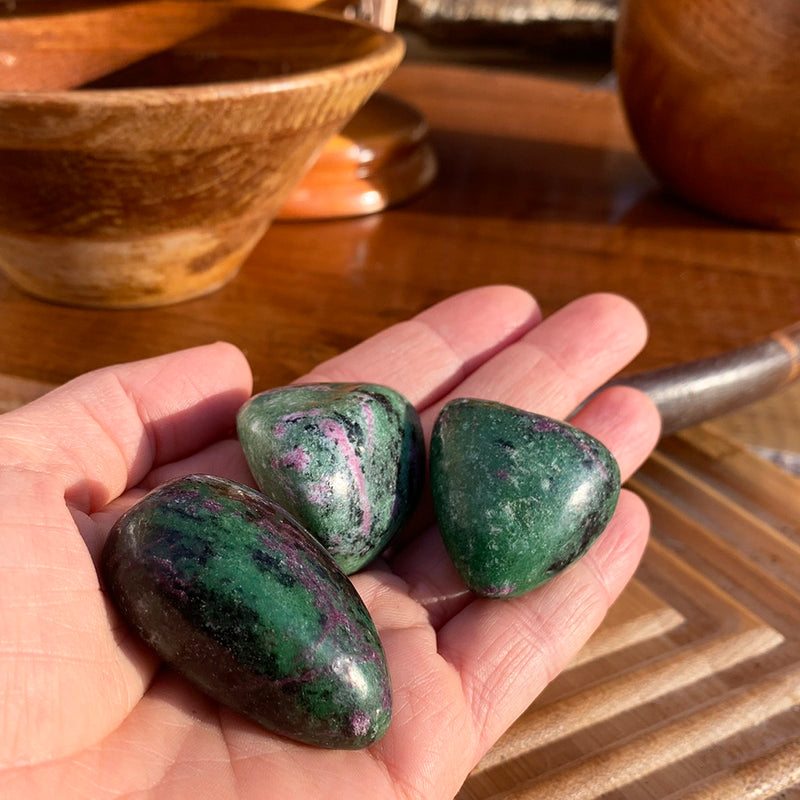 Ruby in Zoisite Tumbled Stone