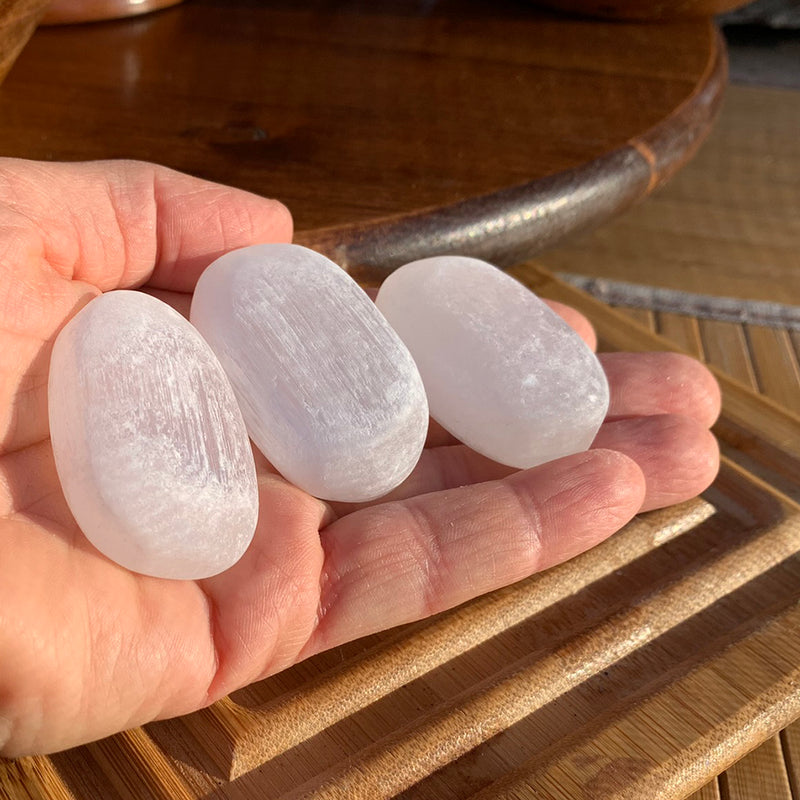 Selenite Ellipse Stones