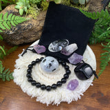 Obsidian Mala Bracelet Protector Pouch Set