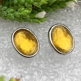 Earrings - Amber Crystal Sterling Silver Studs