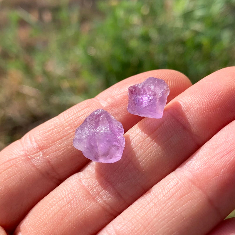 Earrings - Amethyst Raw Stone Studs