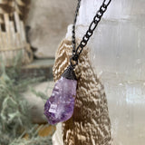 SAVE 70% Amethyst Wire Wrapped Pendant + Pouch