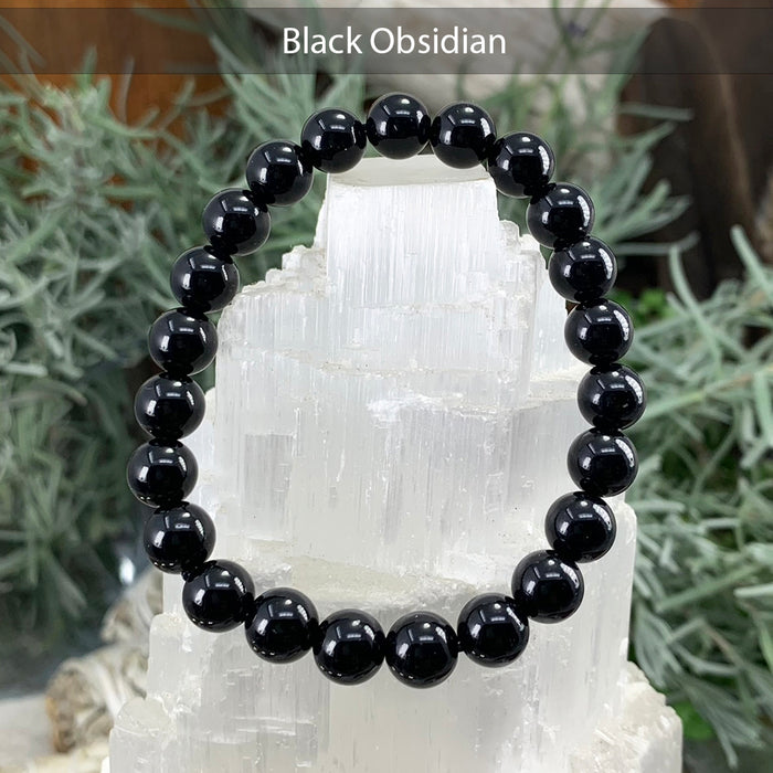 Black obsidian bead bracelet