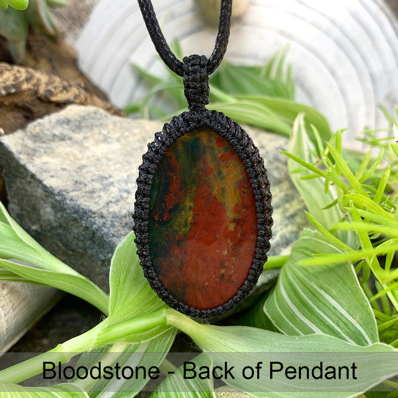 Bloodstone Macramé Pendant Necklace