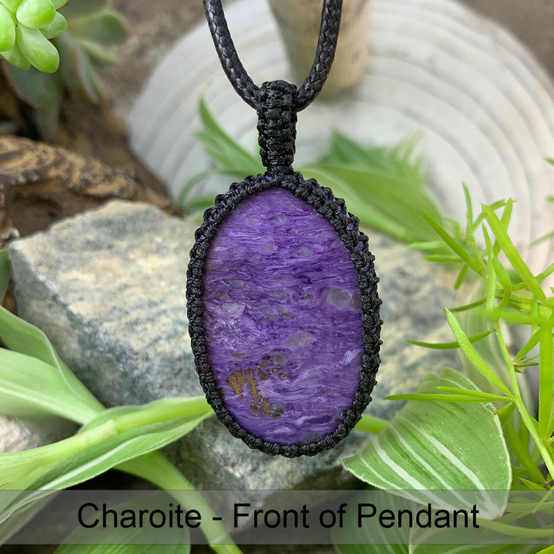 Charoite Macramé Pendant Necklace