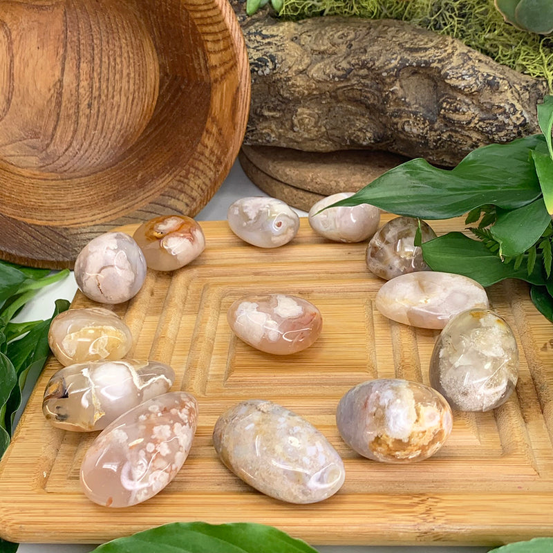 Cherry Flower Blossom Agate Tumbled Stone