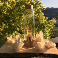 Crystal Wand Water Bottle + Protective Sleeve (Bamboo) - Citrine