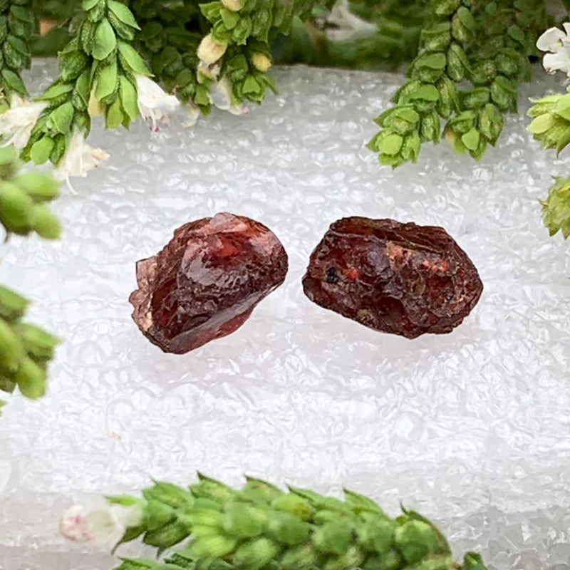 Earrings - Garnet Raw Stone Studs