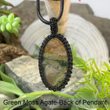 75% OFF Green Moss Agate Macramé Pendant Necklace