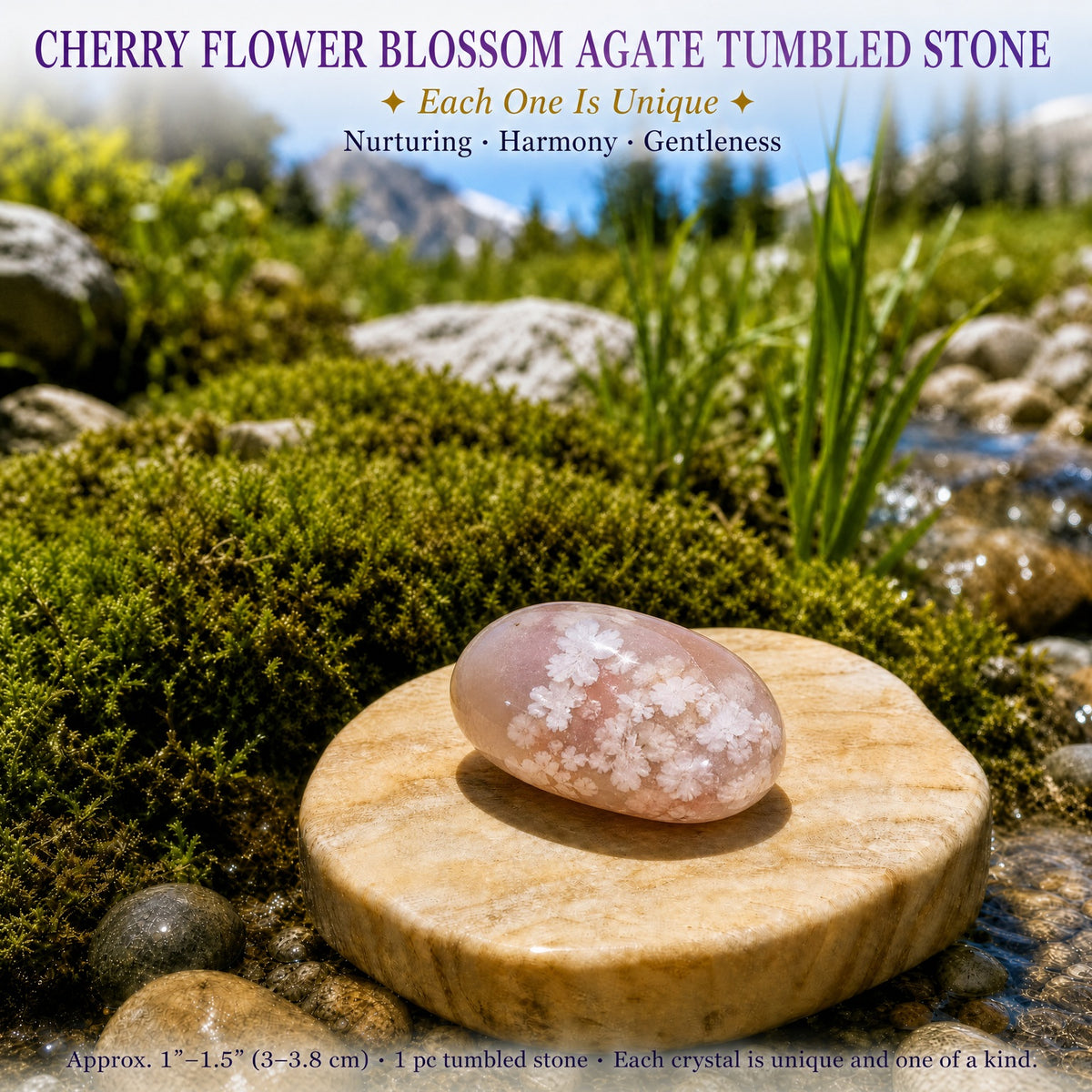 Pierre roulée agate fleur de cerisier
