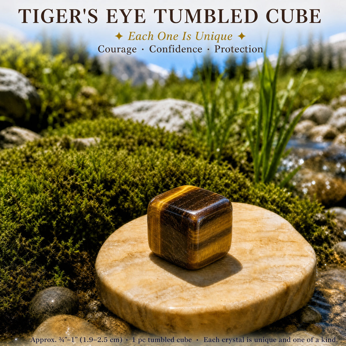 Cube roulé en œil de tigre