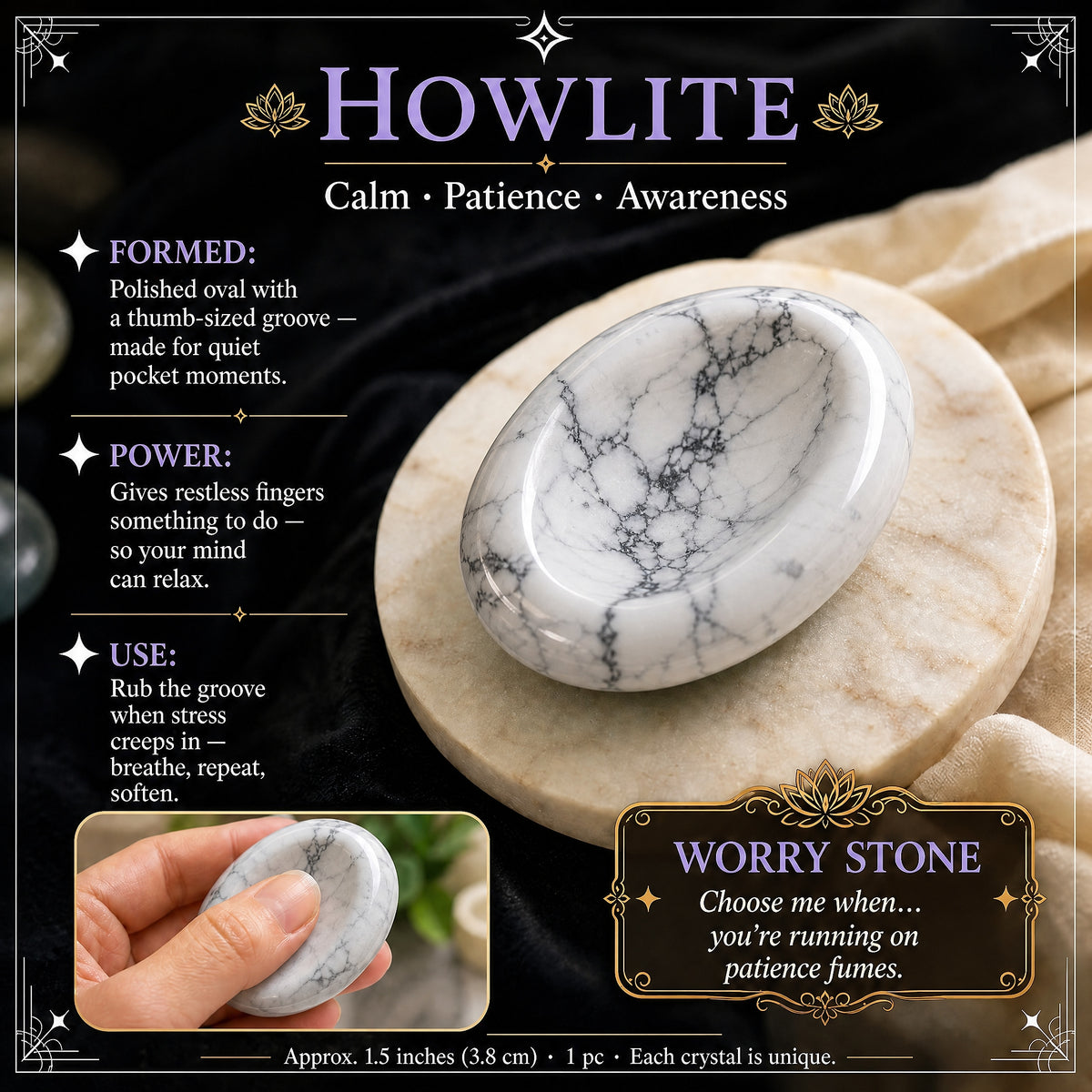 Pierre d'inquiétude en howlite