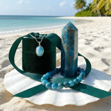 40% SAVING Larimar Necklace & Apatite Mala & Point Sacred Serenity Set