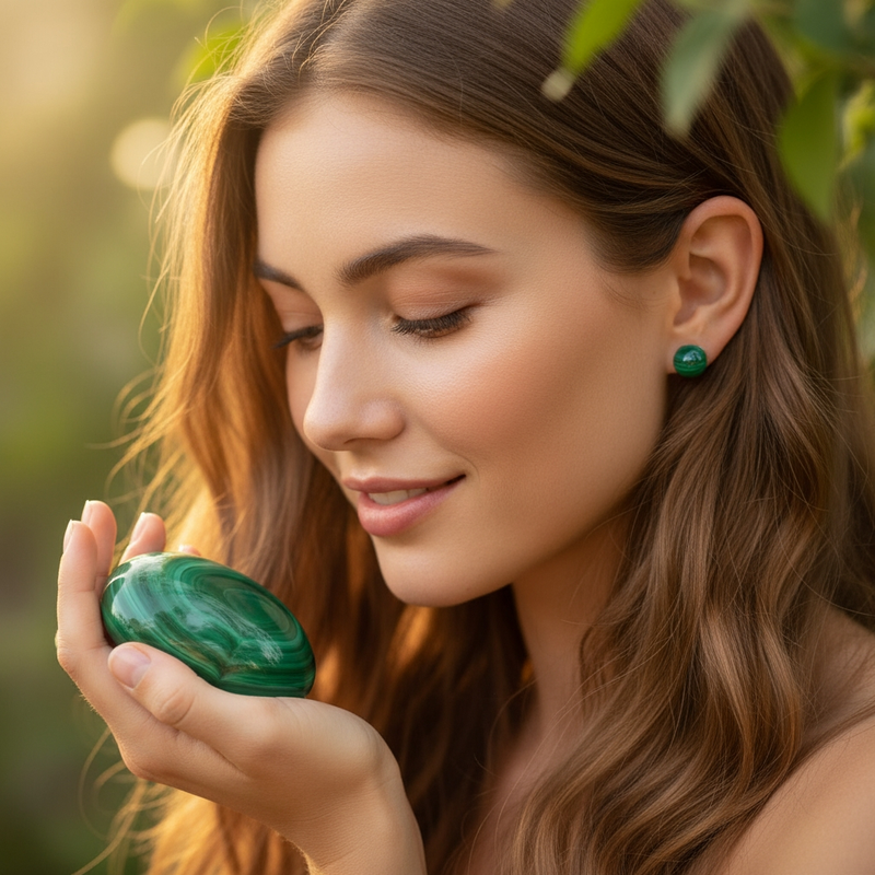 Earrings - Malachite Studs