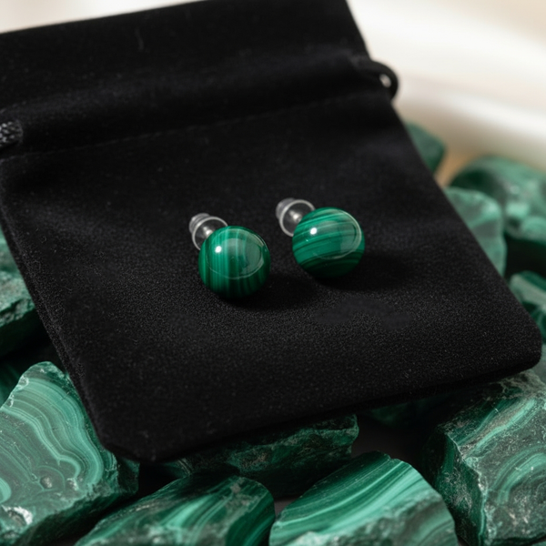 Earrings - Malachite Studs