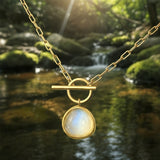 Κολιέ μενταγιόν Z ARRON DESIGN Serenity Moonstone από χάλκινο σύρμα
