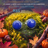 GEMSTONE JEWELRY EVENT Classic Lapis Lazuli Silver Stud Earrings