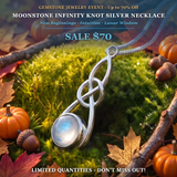 GEMSTONE JEWELRY EVENT Moonstone Infinity Knot Silver Necklace