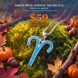 ♈  GEMSTONE JEWELRY EVENT - Aries Opal Zodiac Necklace – March 21 to April 19
