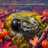 GEMSTONE JEWELRY EVENT - Black Onyx & Silver Sacred Strength Ring