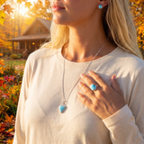 GEMSTONE JEWELRY EVENT - Larimar Silver Trinity Necklace