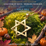 GEMSTONE JEWELRY EVENT Gold Star of David / Merkaba Necklace