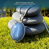 Blue Kyanite & Silver Energy Clearing Necklace