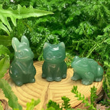 FREE GIFT! 3-Piece Green Quartz Animal Carving Bundle