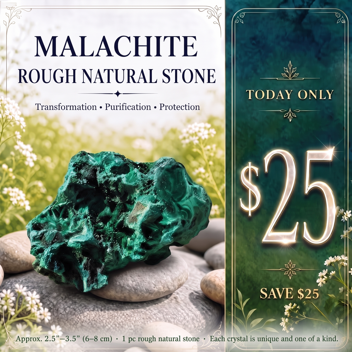 Pierre naturelle brute de malachite