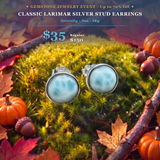 GEMSTONE JEWELRY EVENT Classic Larimar Silver Stud Earrings