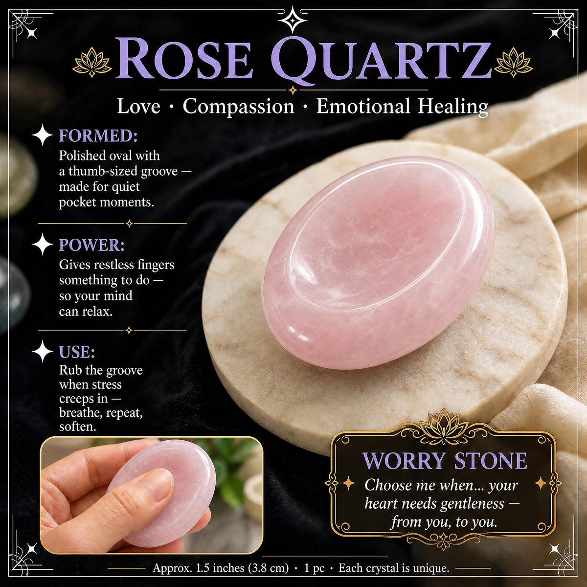 Pierre d'inquiétude en quartz rose