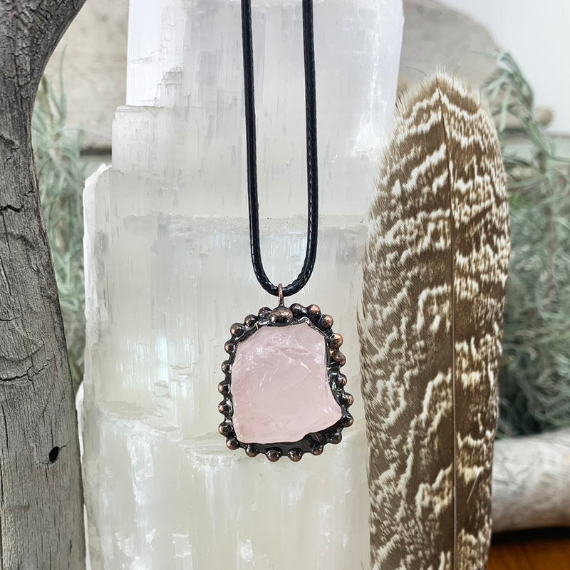 Rose Quartz Soft Soldered Pendant