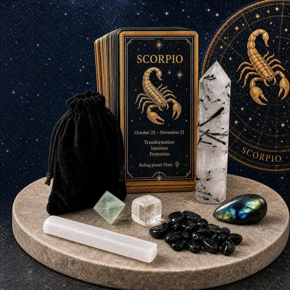 ♏ Scorpion - 23 octobre - 21 novembre - Ensemble Zodiac Crystal Fusion avec pochette