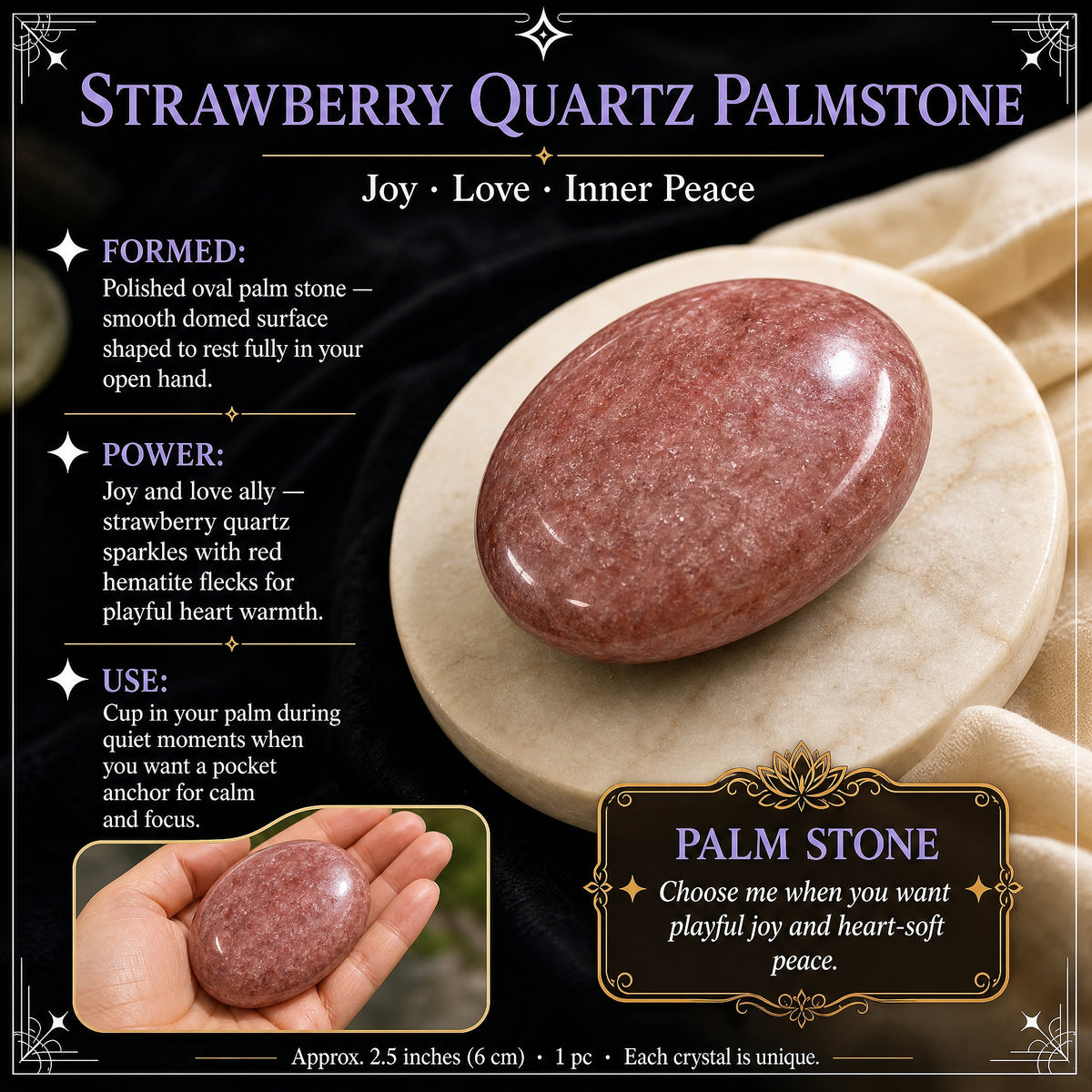 Palmstone de quartz de fraise