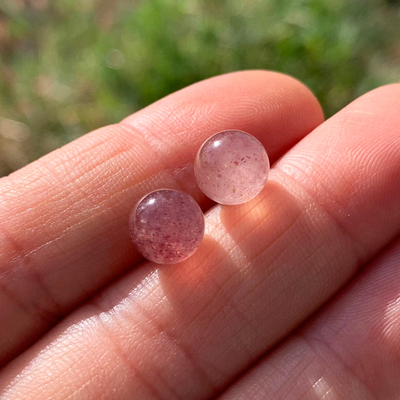 Earrings - Strawberry Quartz Studs