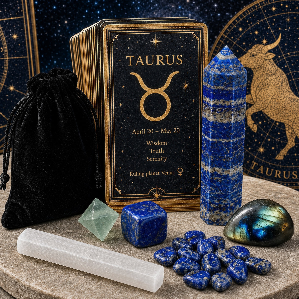♉ Taureau - 20 avril - 20 mai - Ensemble Zodiac Crystal Fusion avec pochette