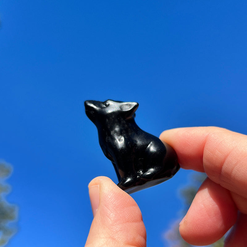 Crystal Animal Spirit Totems: Black Protection Agate Wolf