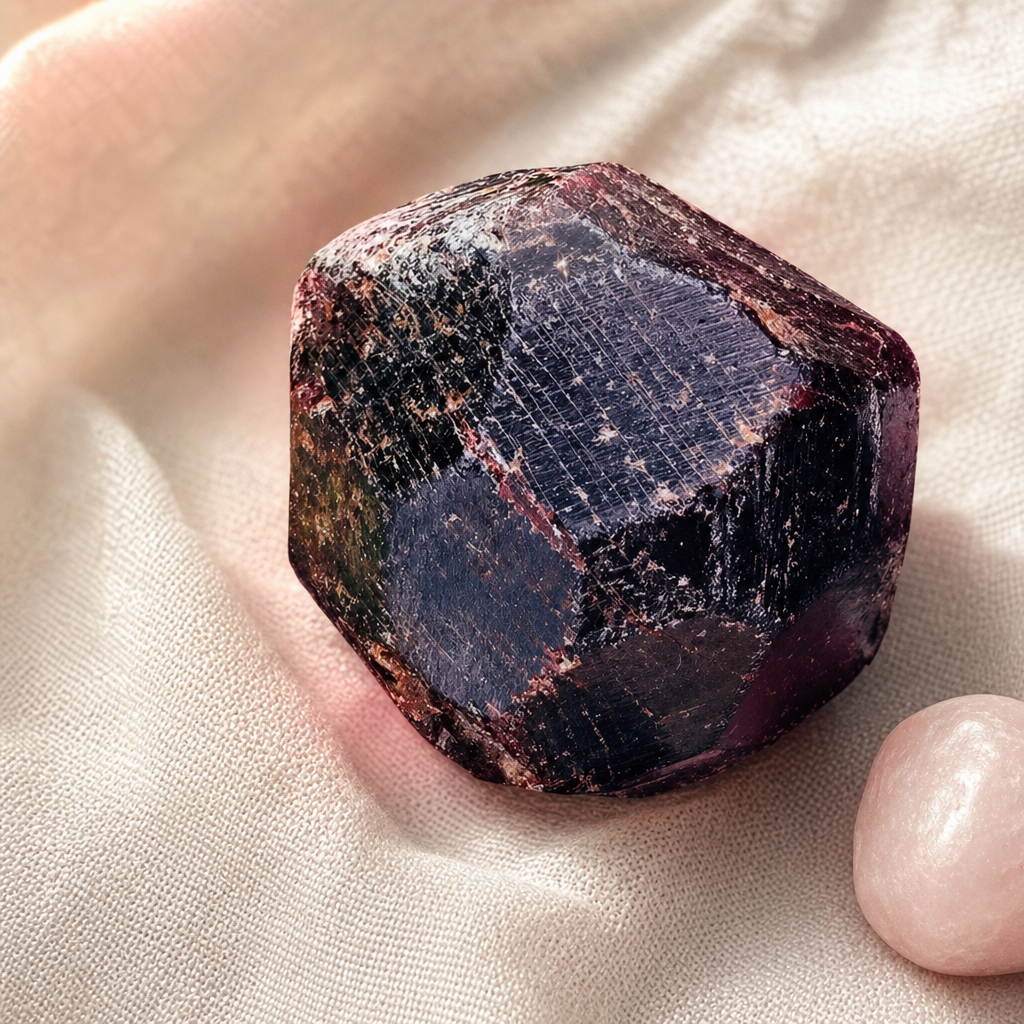 Rough Red Garnet rawstone close-up